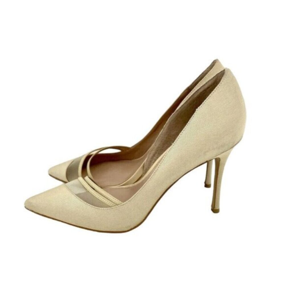 Zac Zac Posen Pumps Valerian Tan Fabric Pointed Toe Heels SZ 7 NEW